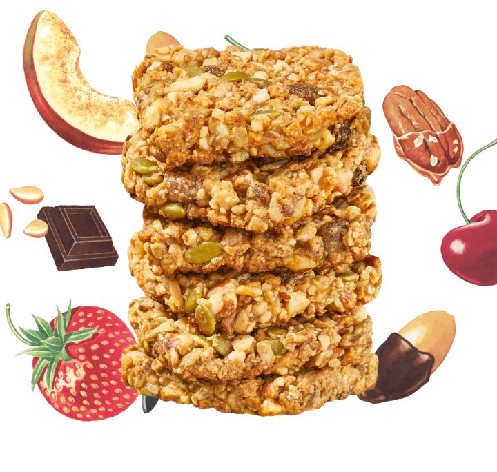 YES Bar cookies with nuts and seeds highlighting wholesome, nutrient rich ingredients for clean, healthy snacking.